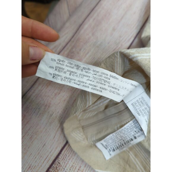 Zara Women's Halter Tan Stripe Sleeveless Ruched Crop Top Tie Front Size XS - Picture 7 of 7